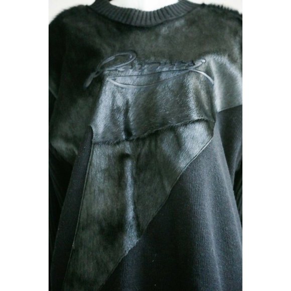 Vintage Davoucci Knit Cow Skin Patchwork Long Sleeve Pullover L - Picture 6 of 12